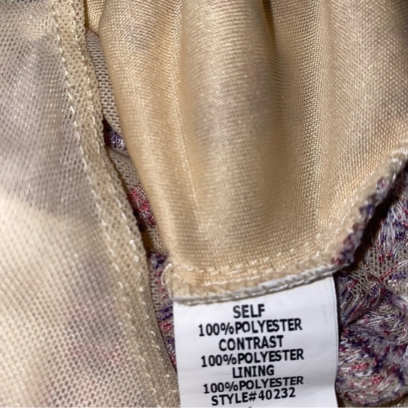 Honey Punch Beige Purple Floral Embroidered Long Sleeve V Neck Bodysuit - Picture 9 of 12